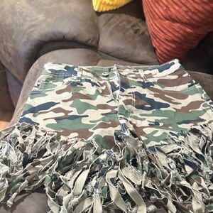 Camouflage Fringe Shorts